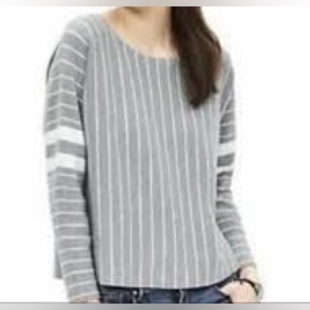 Banana Republic Gray Striped Sweatshirt